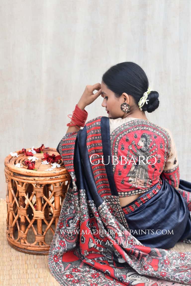 'SHATAKSHI' Handpainted Madhubani Tussar Silk Blouse