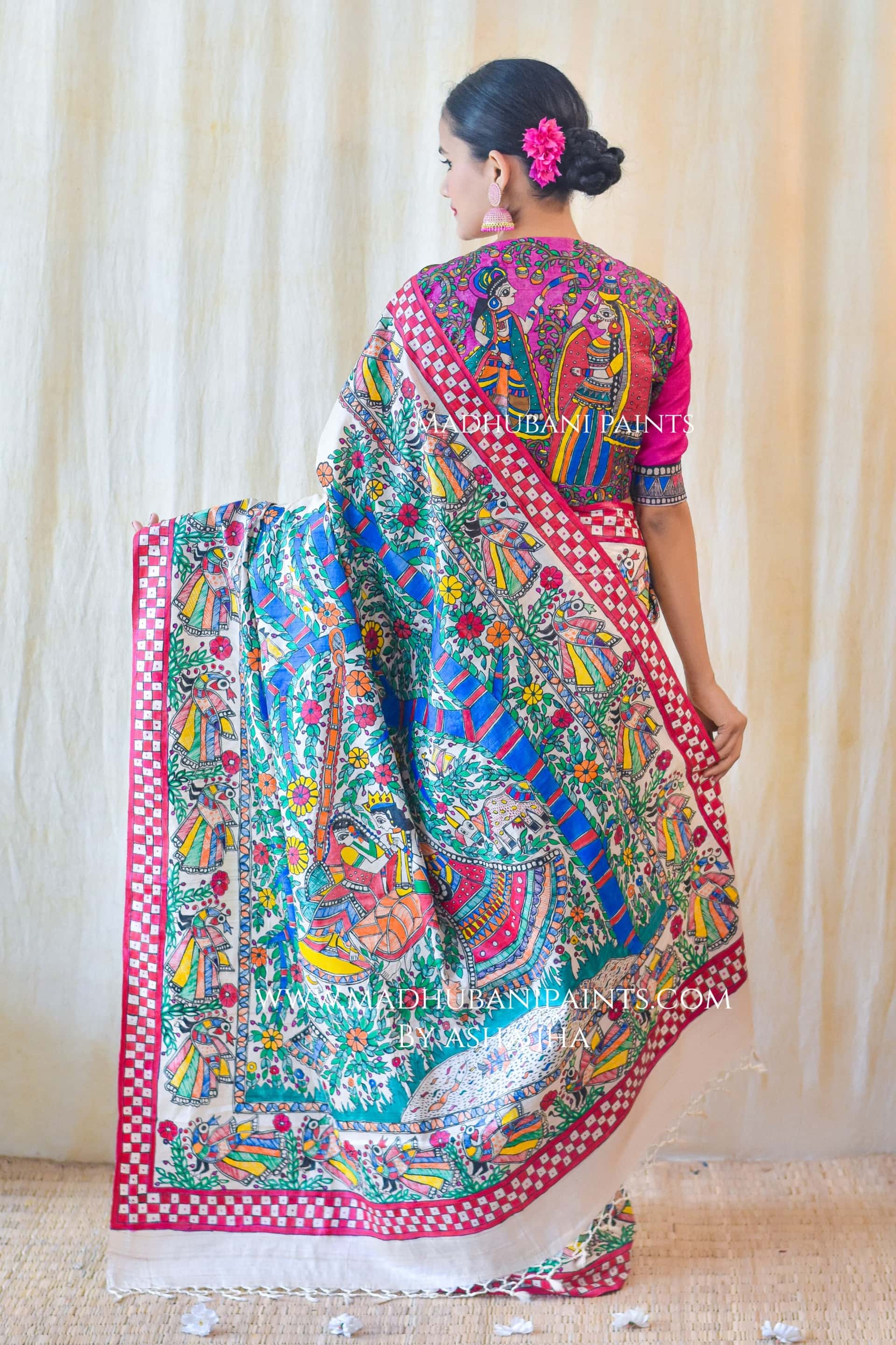 MADHURIMA Hand-painted Madhubani Tussar Silk Saree