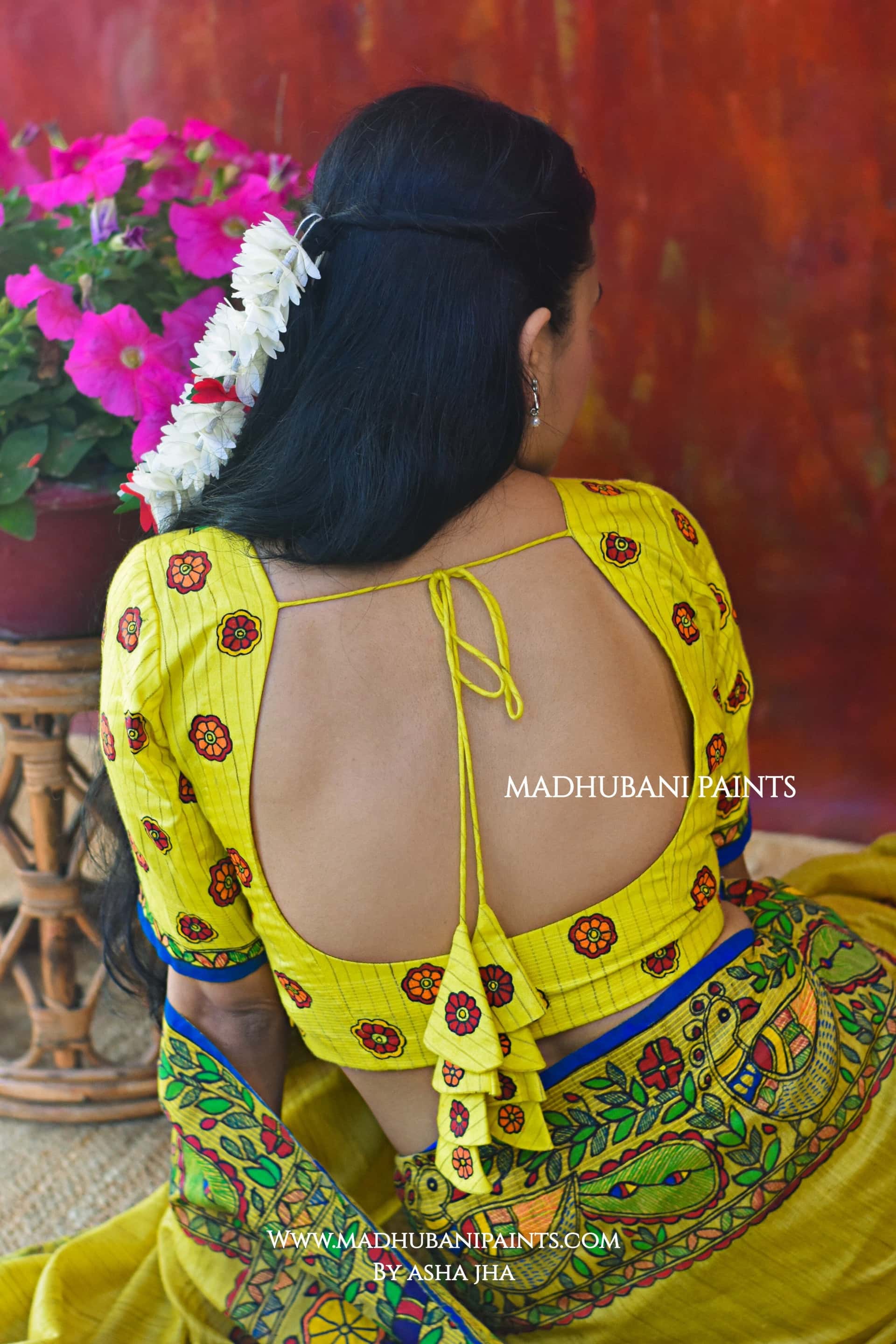 BRAJ KI BELA Hand-painted Madhubani Chanderi Blouse