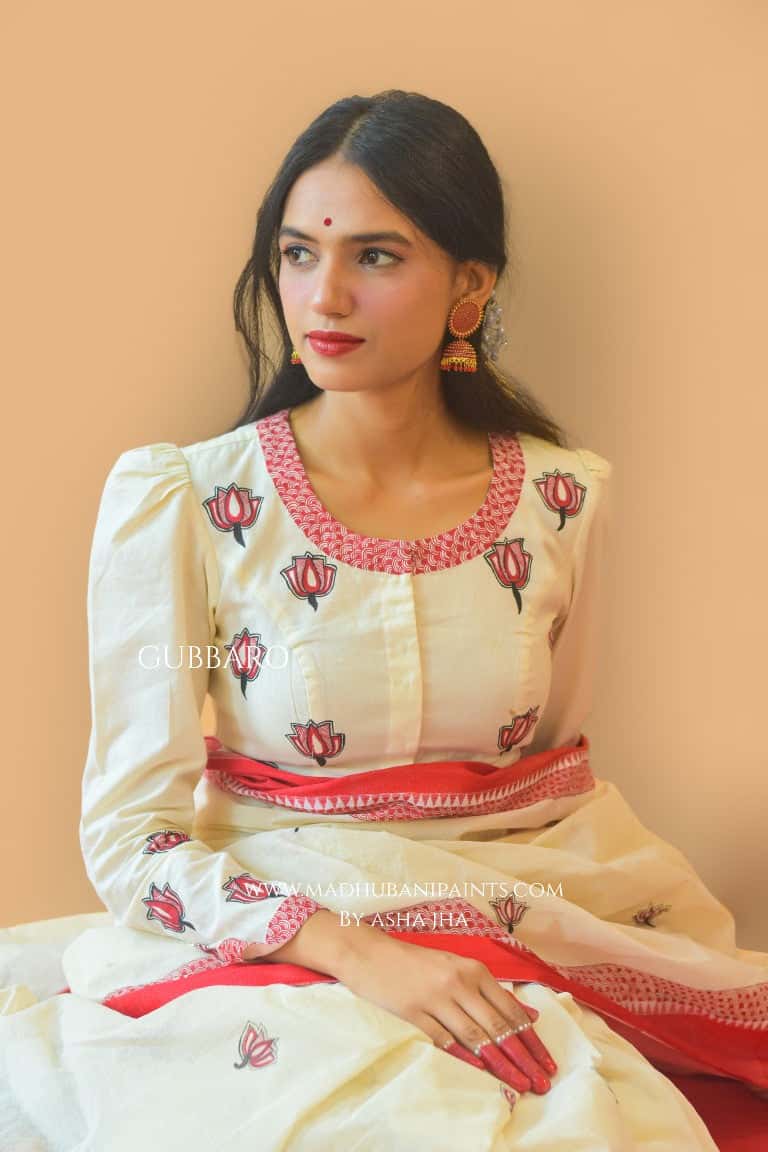 'SINDOORI'  Handpainted Madhubani Cotton Blouse