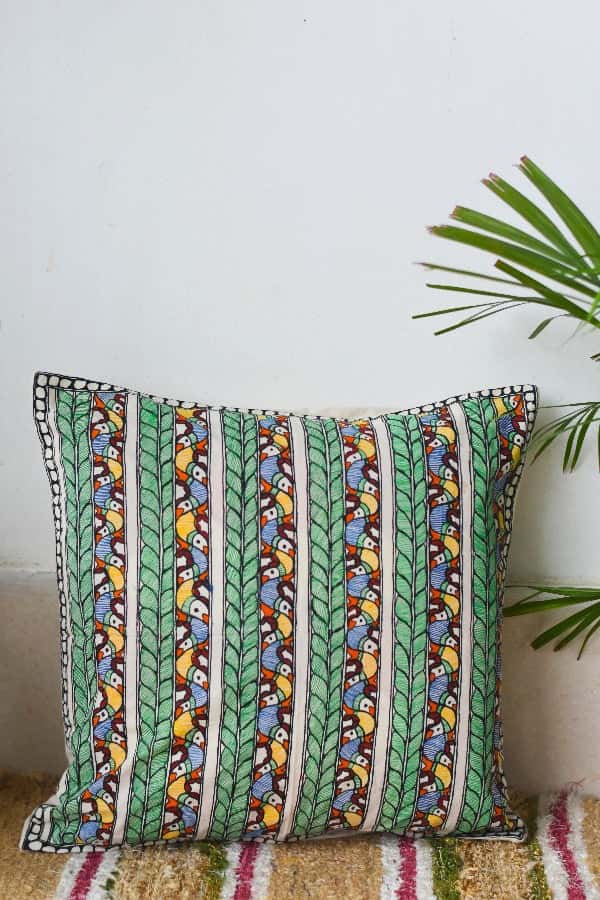 Madhubani Painting Fish Design Cushion