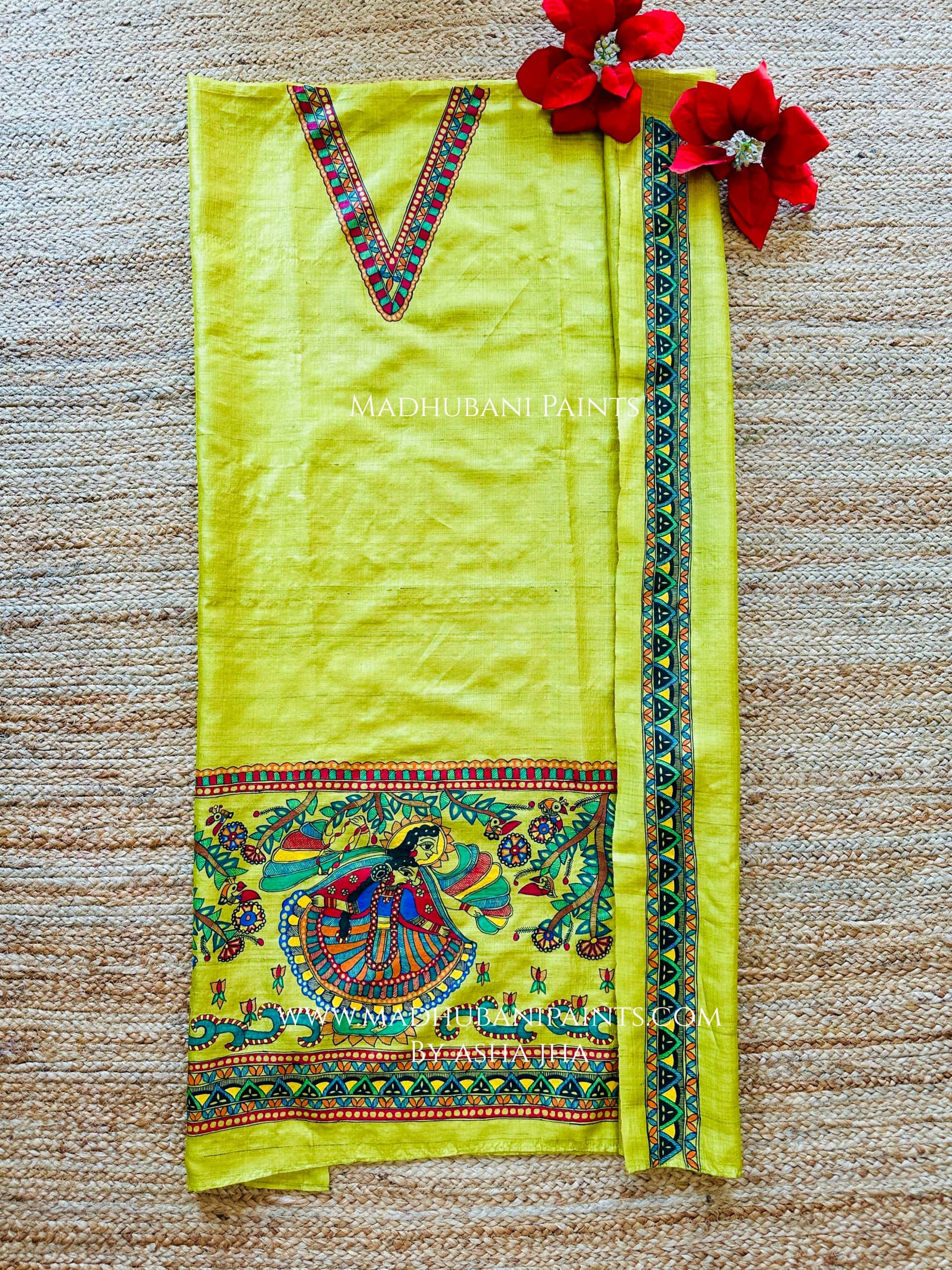 Radha Krishna Nritya Tussar Silk Unstitched Kurta