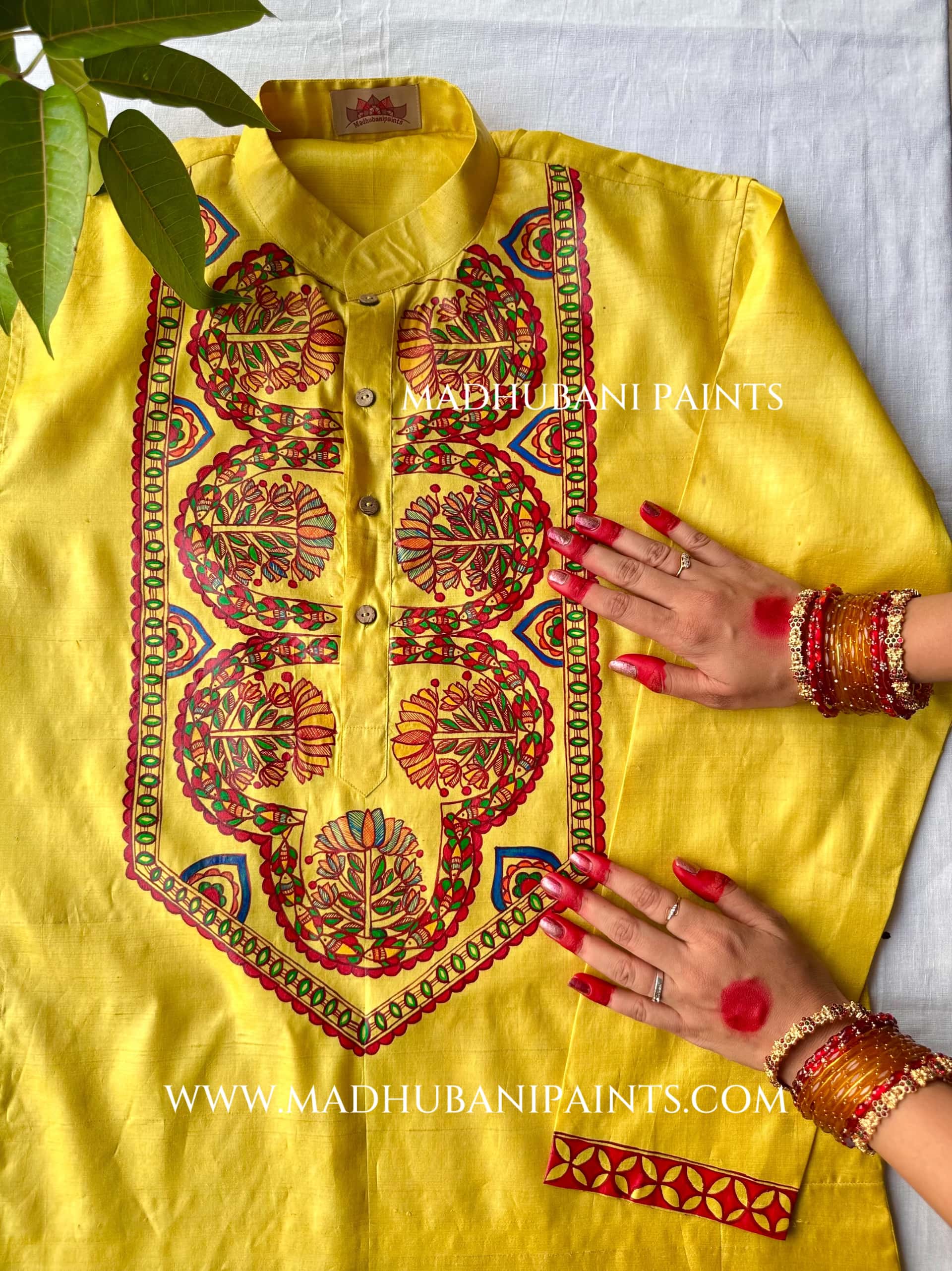 UPNAYAN Hand-painted Handloom Men's Tussar Silk Kurta