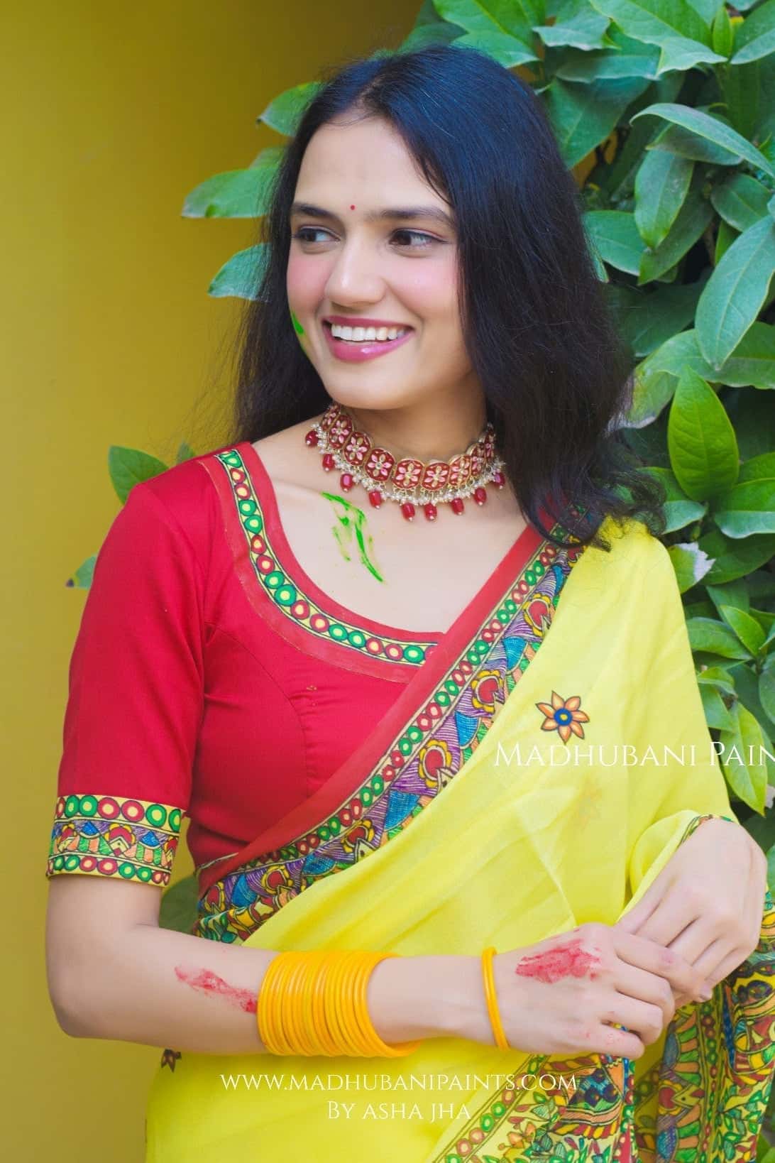 PHAGUA Handpainted Madhubani Georgette Blouse