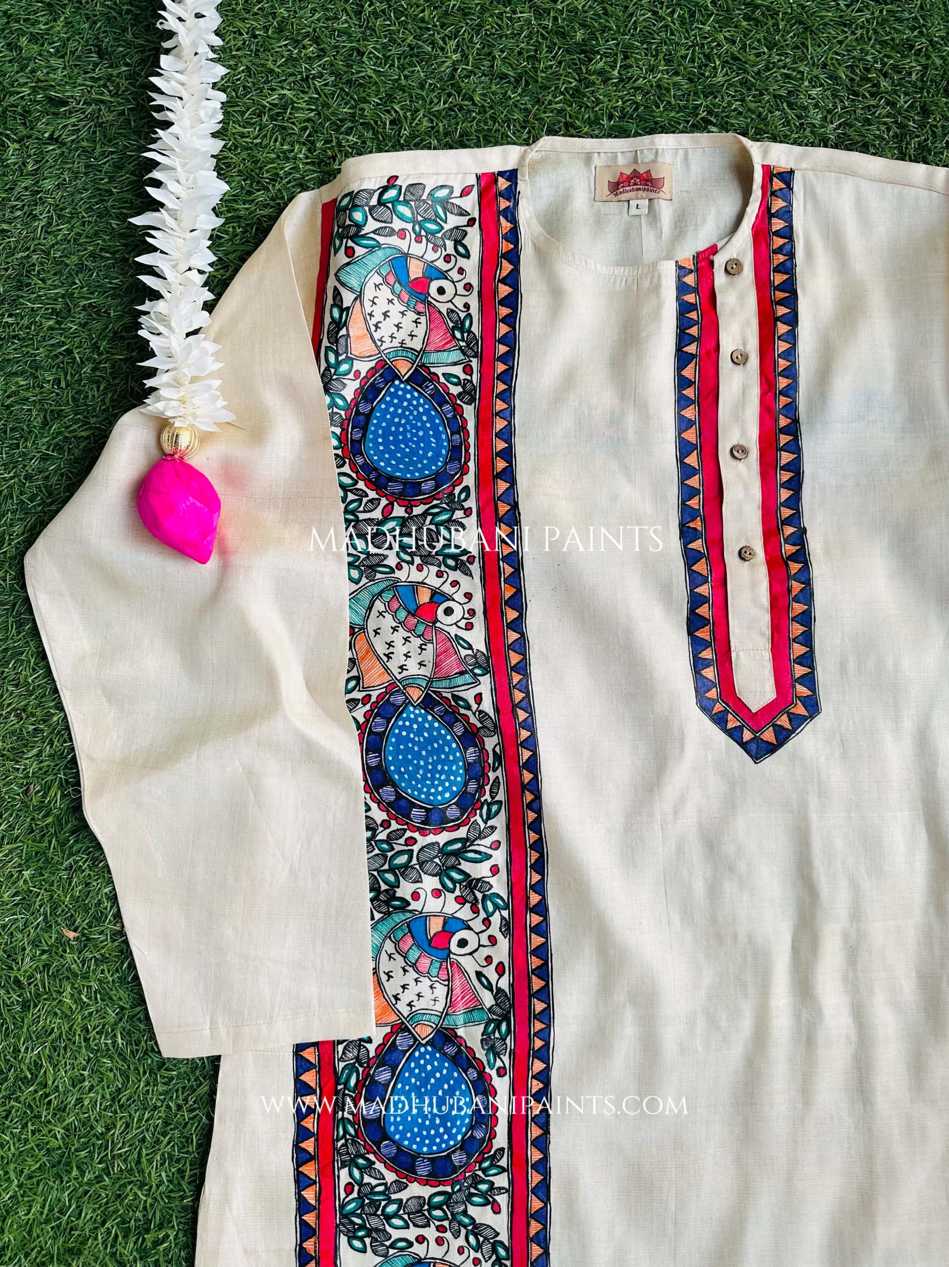 Neeli Mayuri Hand-painted Handloom Men's Tussar Silk Kurta