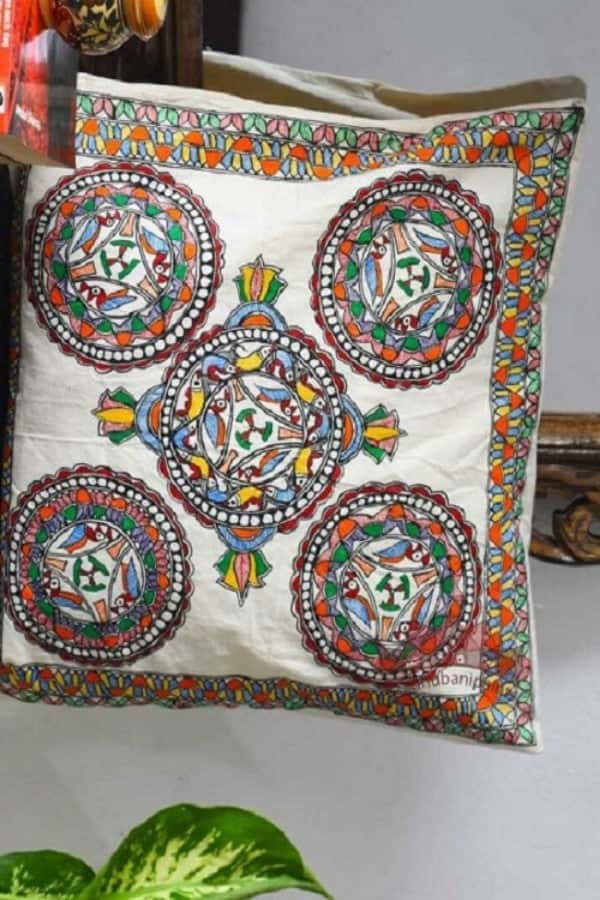 Madhubani Painting Prakriti Design Cushion