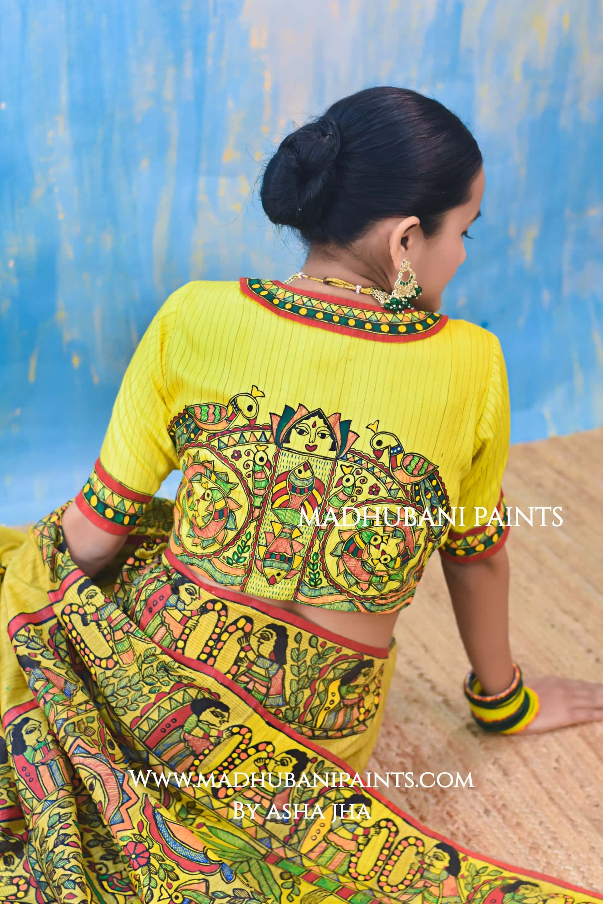 SUHAGAN Handpainted Madhubani Chanderi Blouse