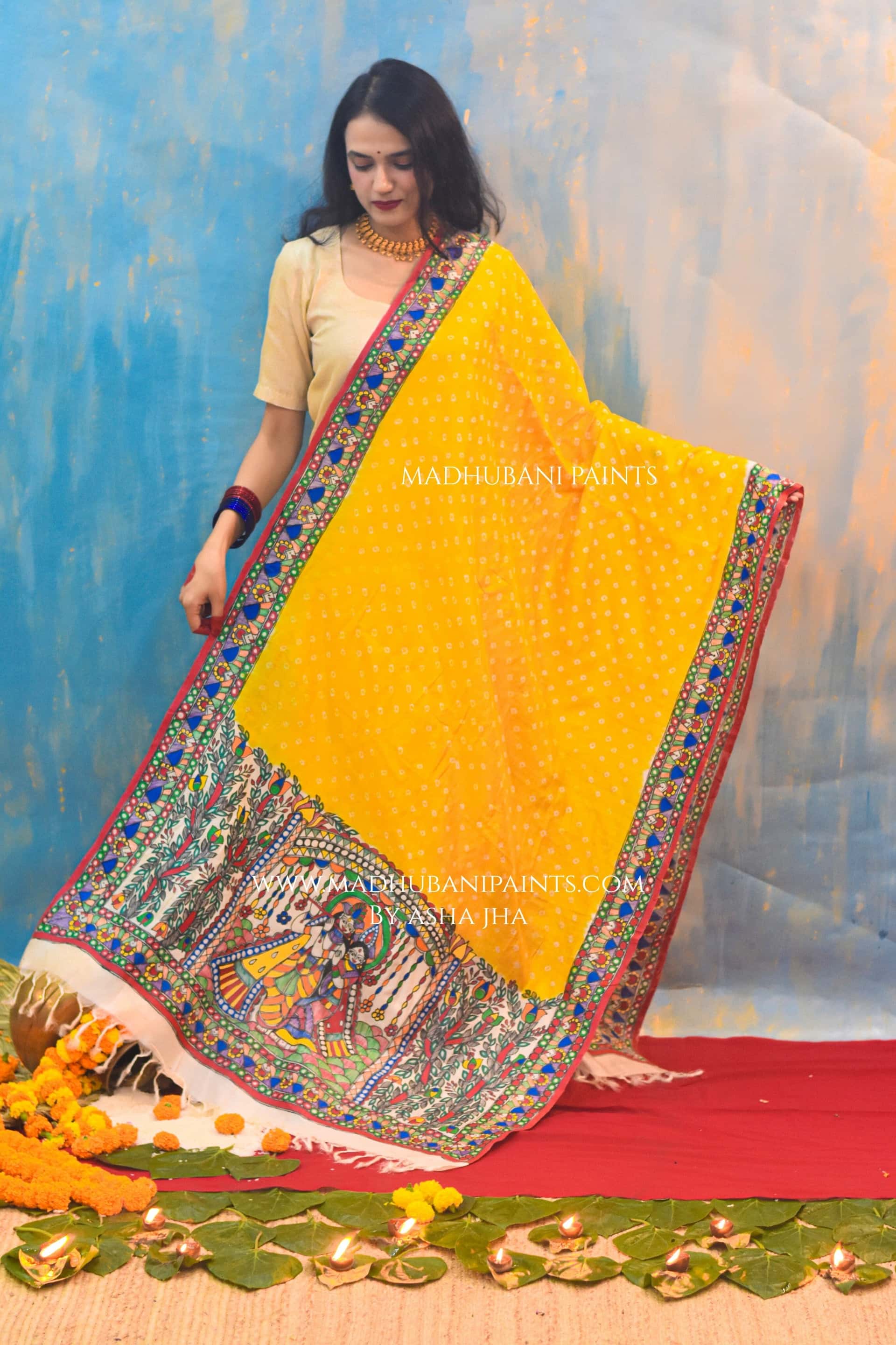 Sunehri Krishnapriya Bandhini Dupatta