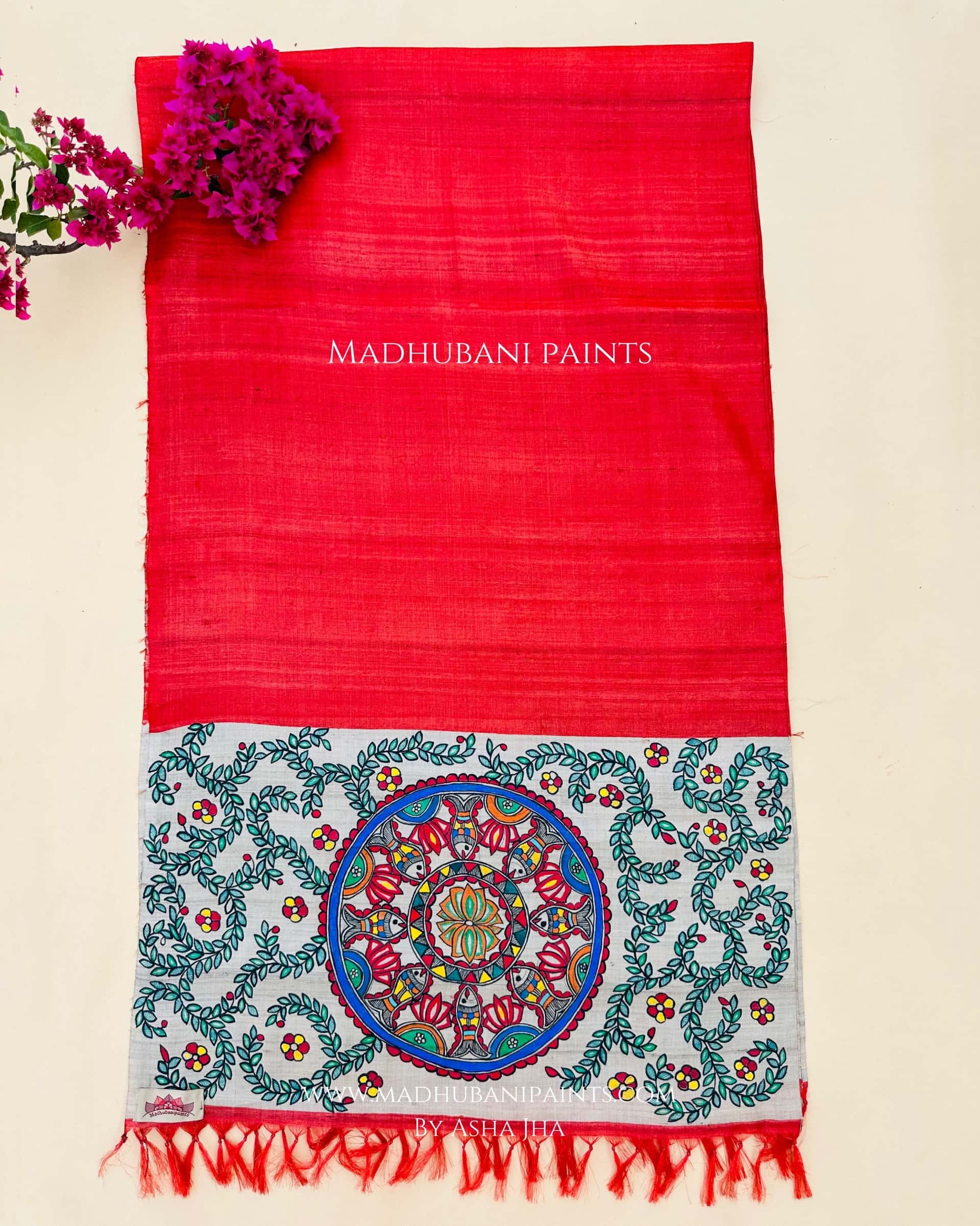 Red Surmai Sangam Tussar Silk Stole