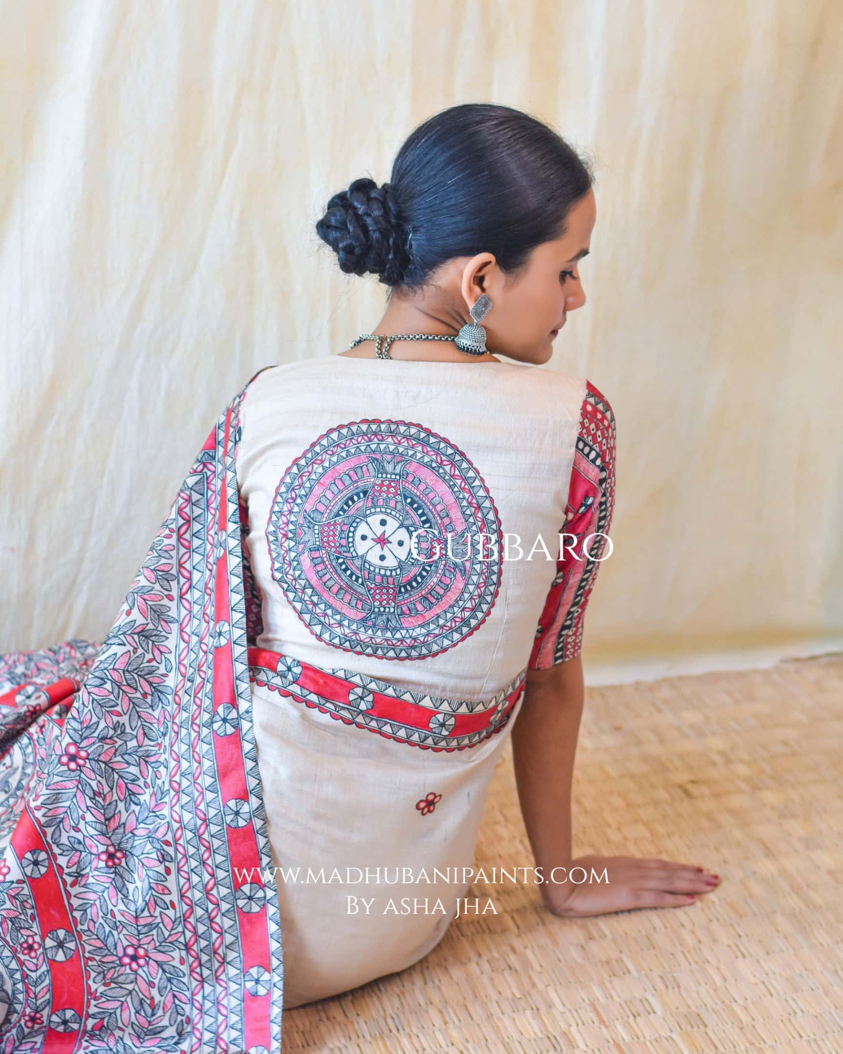 'LAAL MATSYA LEELA'  Handpainted Madhubani Tussar Silk Blouse