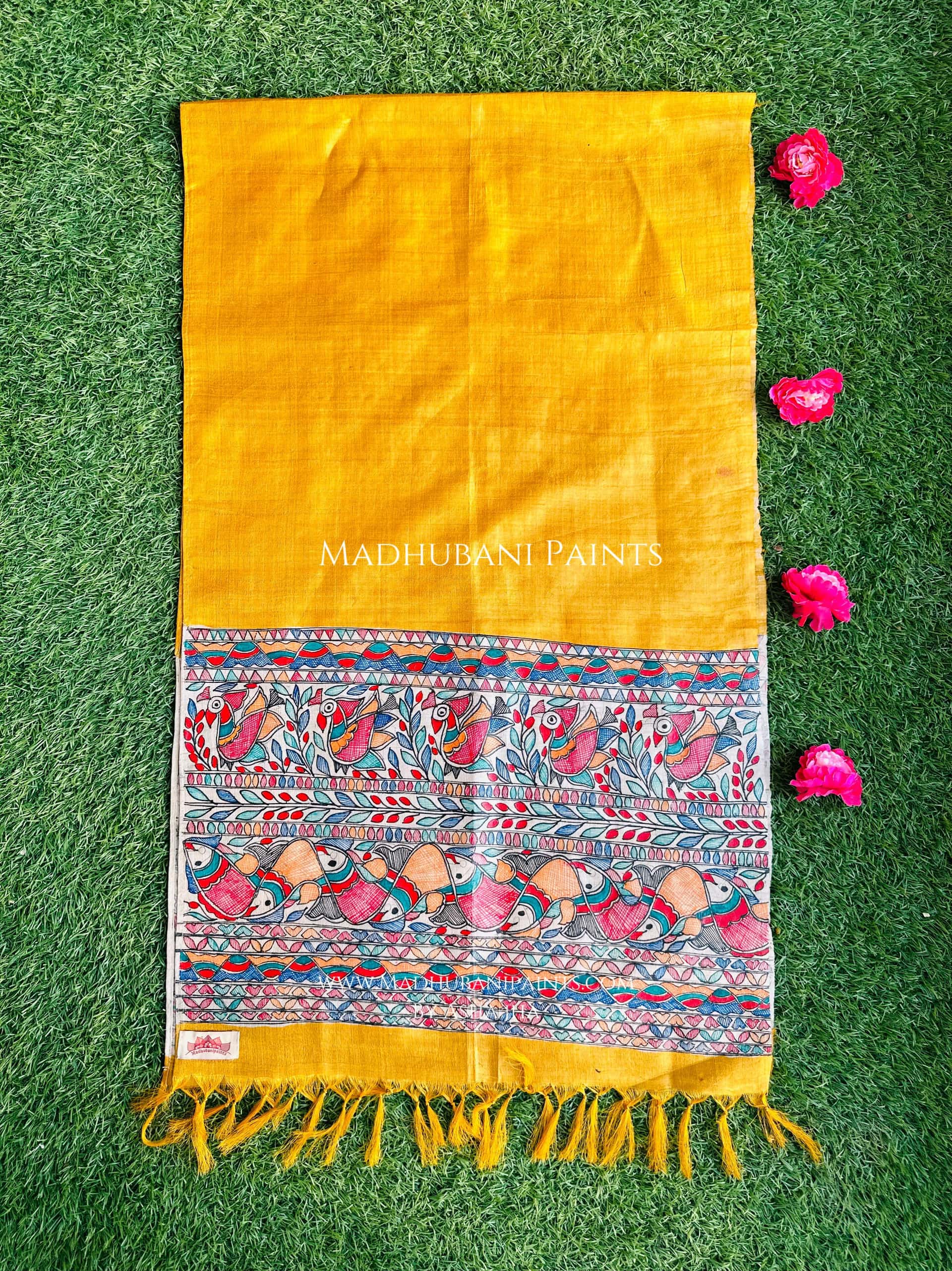 Surmai Mayur Border Tussar Silk Stole