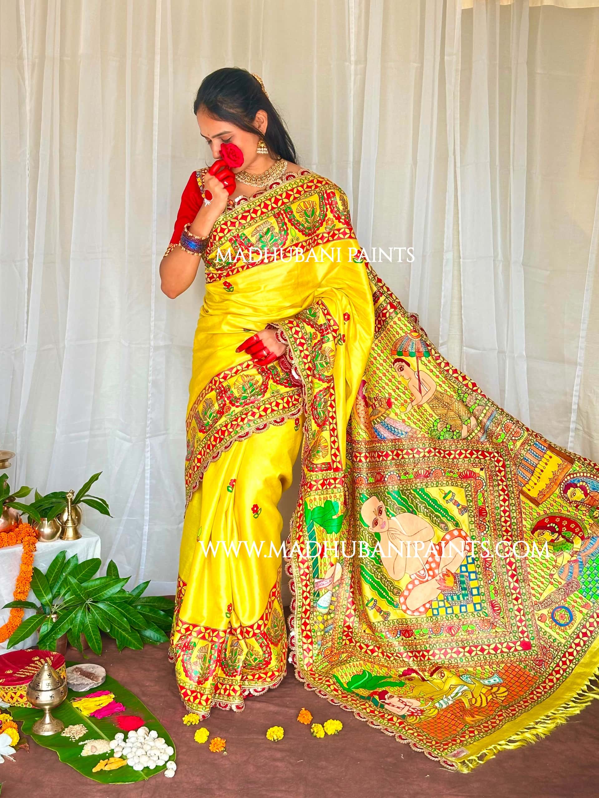 UPNAYAN Hand-painted Madhubani Tussar Silk Saree