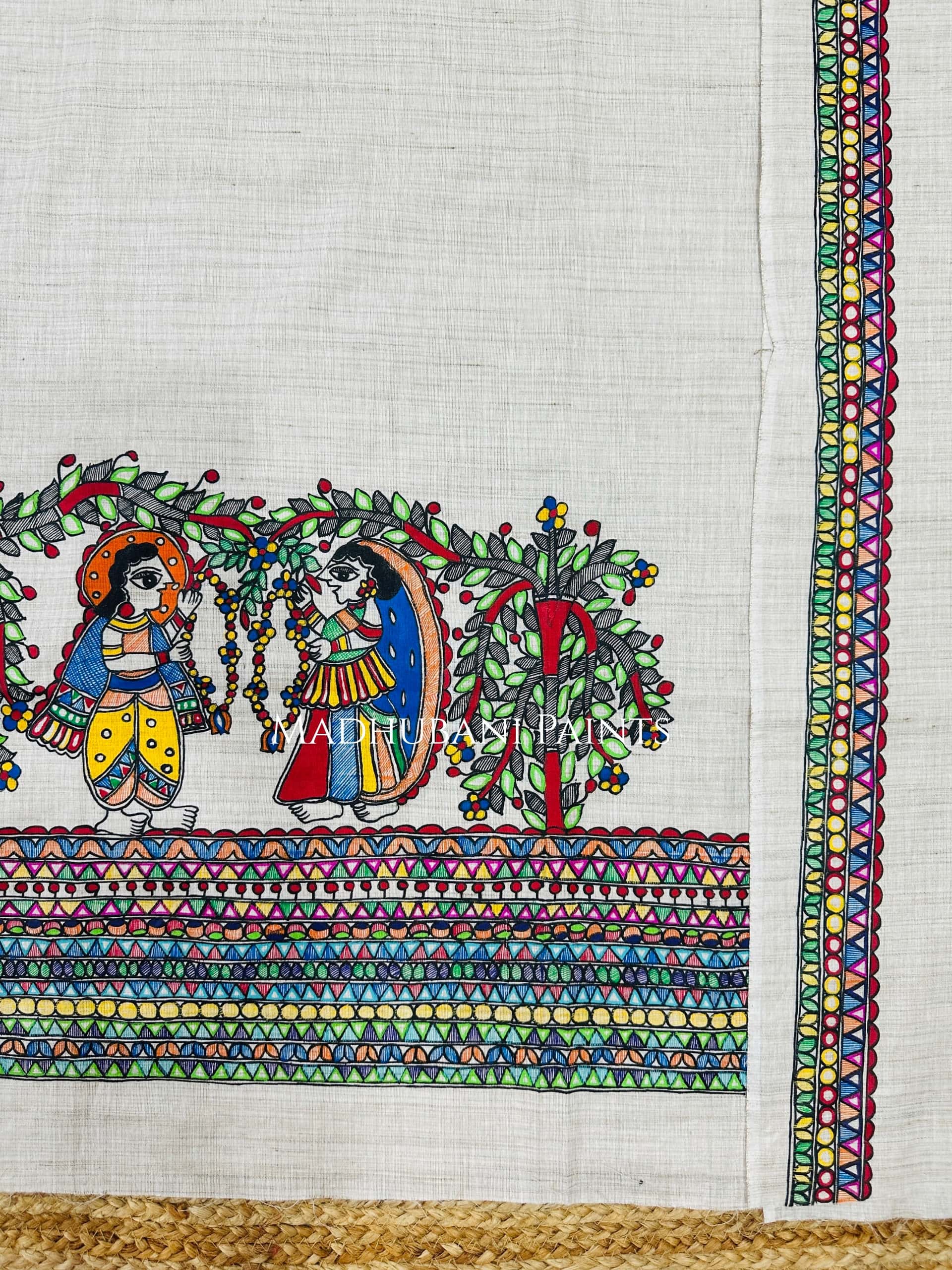 Swaymbar Hand-painted Madhubani Painting Cotton Unstitched Kurta