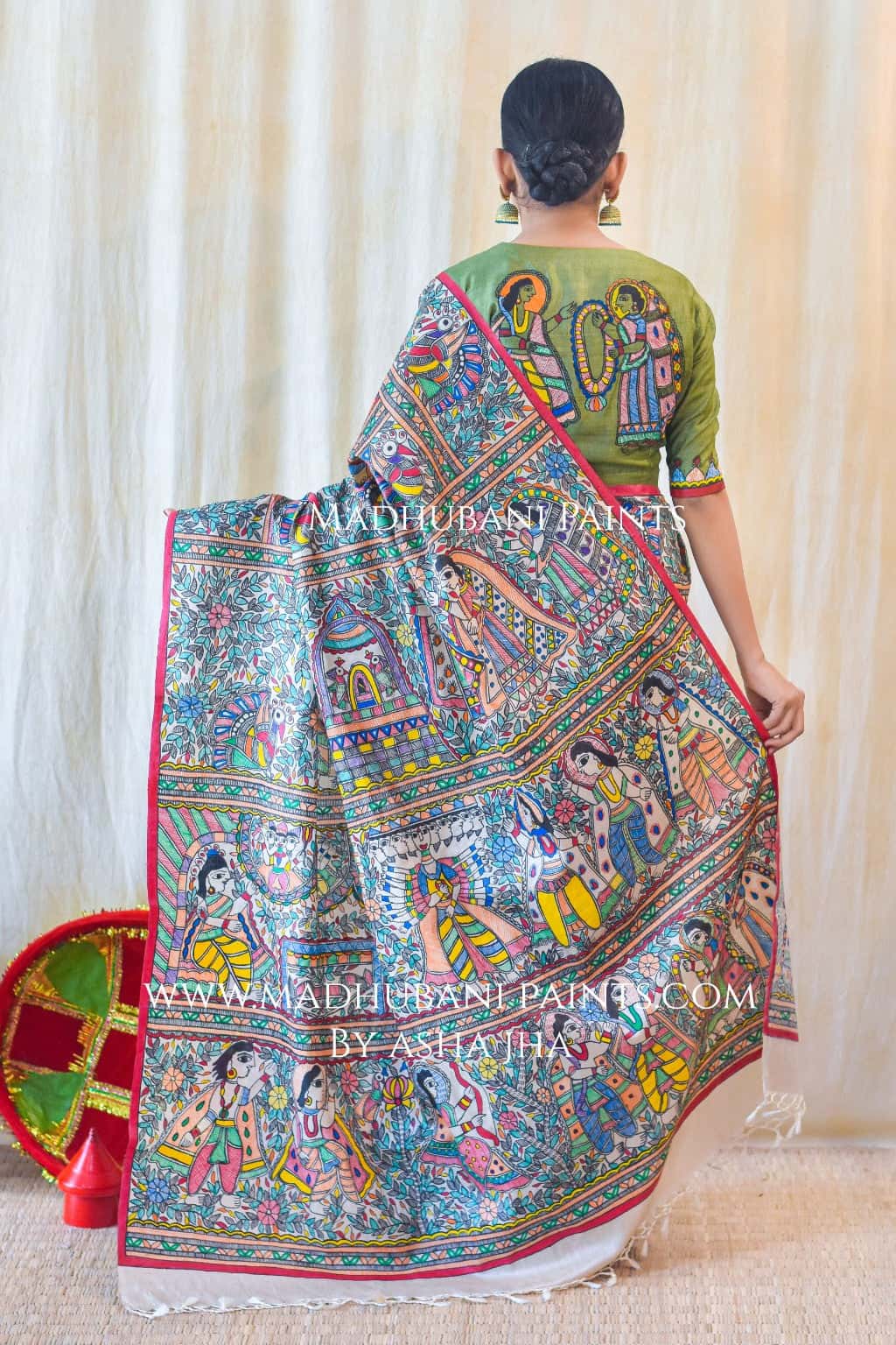 RAMAYANAM Handpainted Tussar Silk Saree