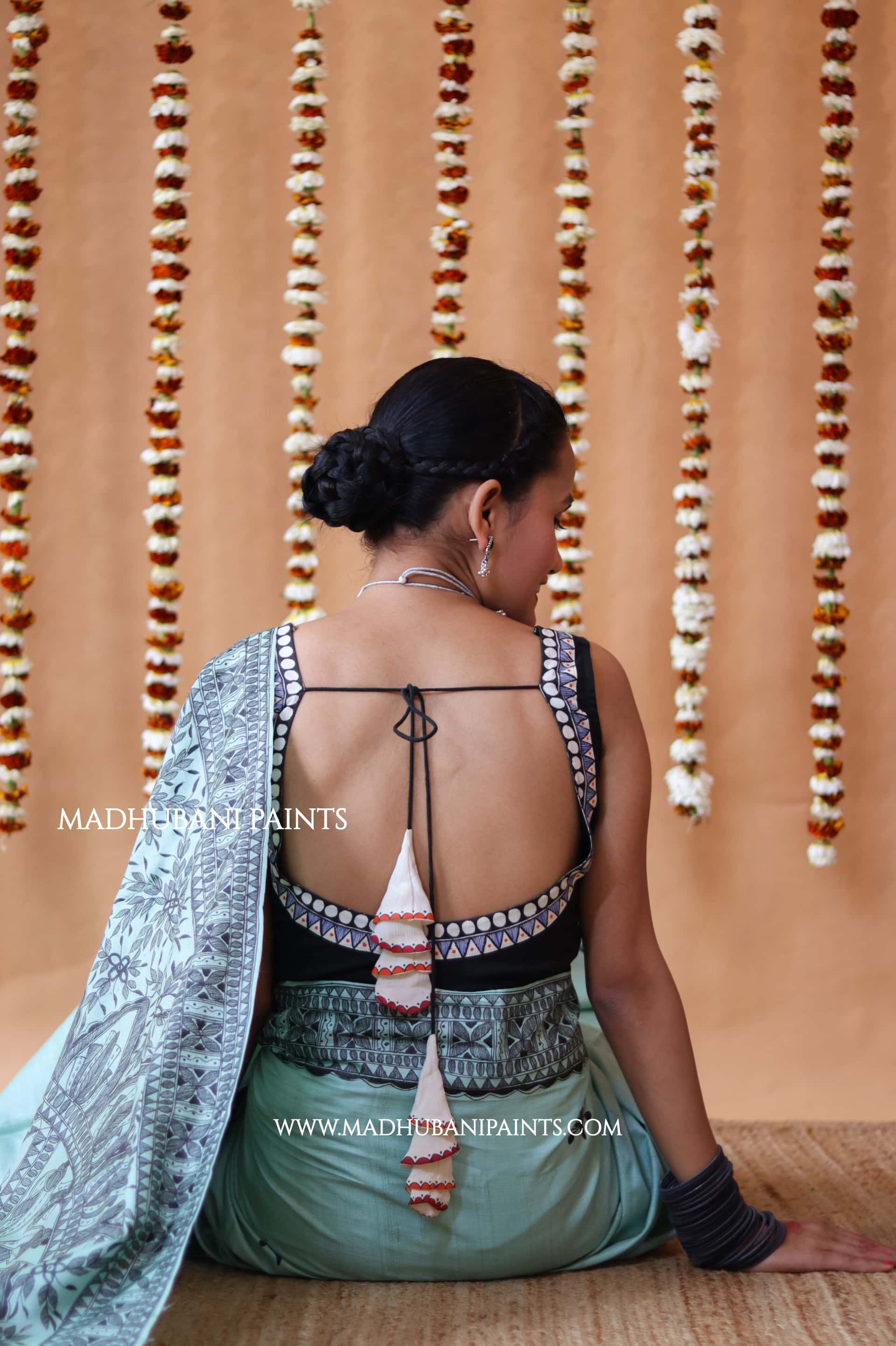 SAANKH KAMAL MANDALA Hand-painted Madhubani Tussar Silk Blouse