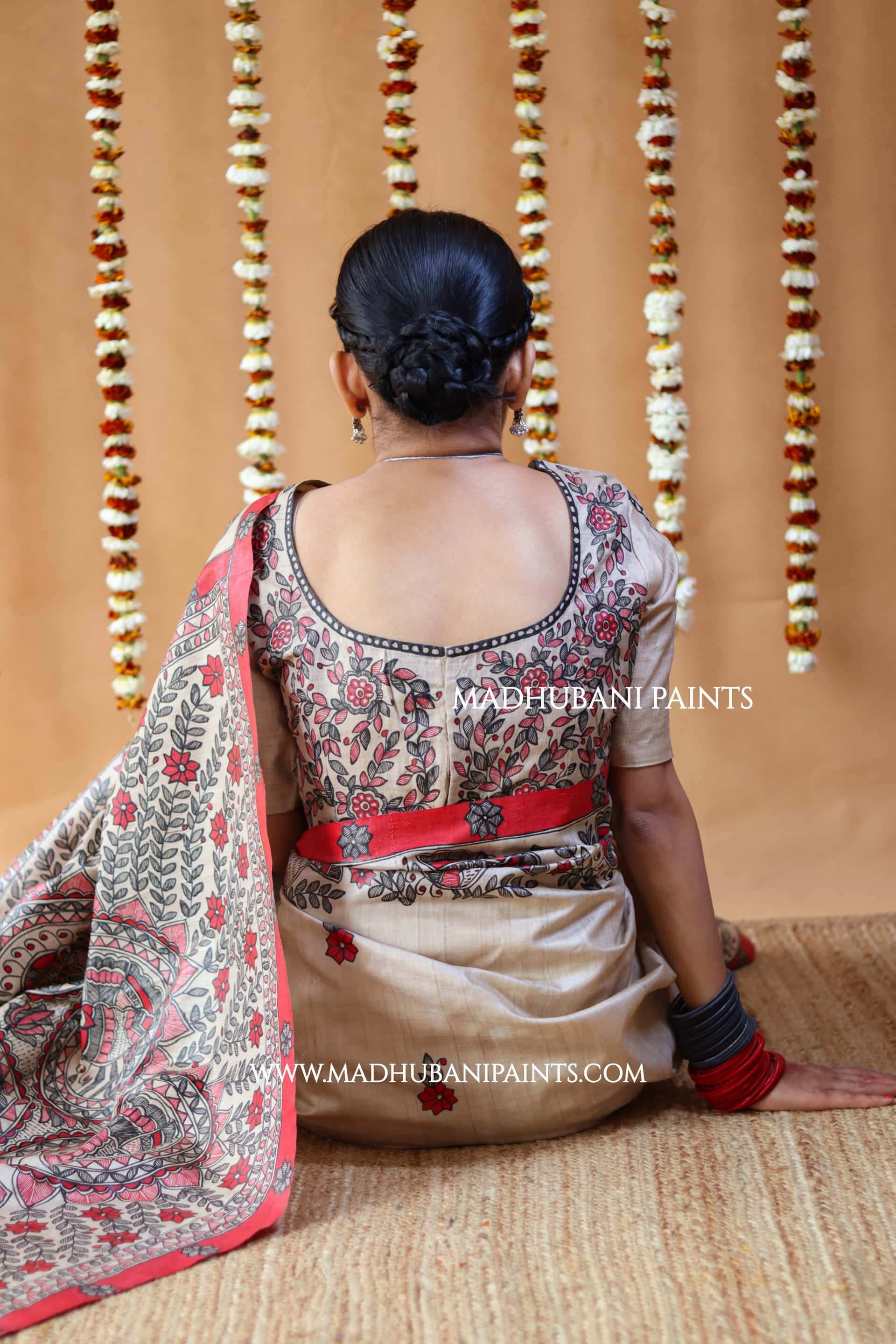 'MORNI' Handpainted Madhubani Tussar Silk Blouse