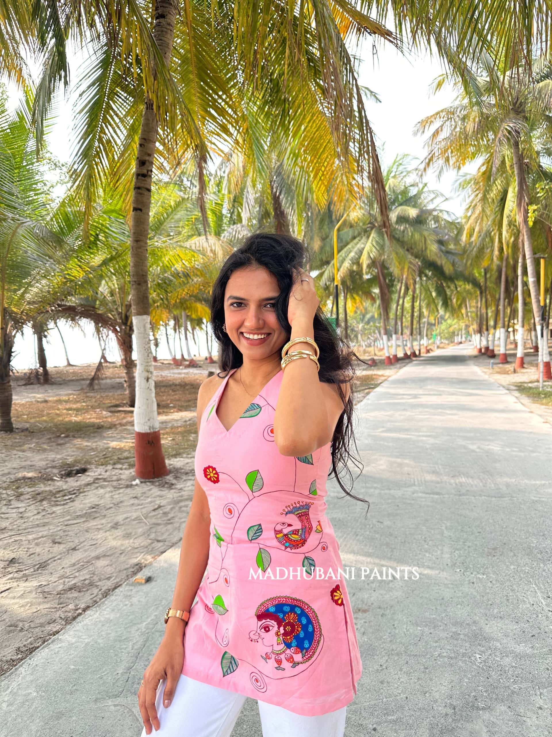 Mithila In Lakshadweep Hand-Painted Madhubani Top