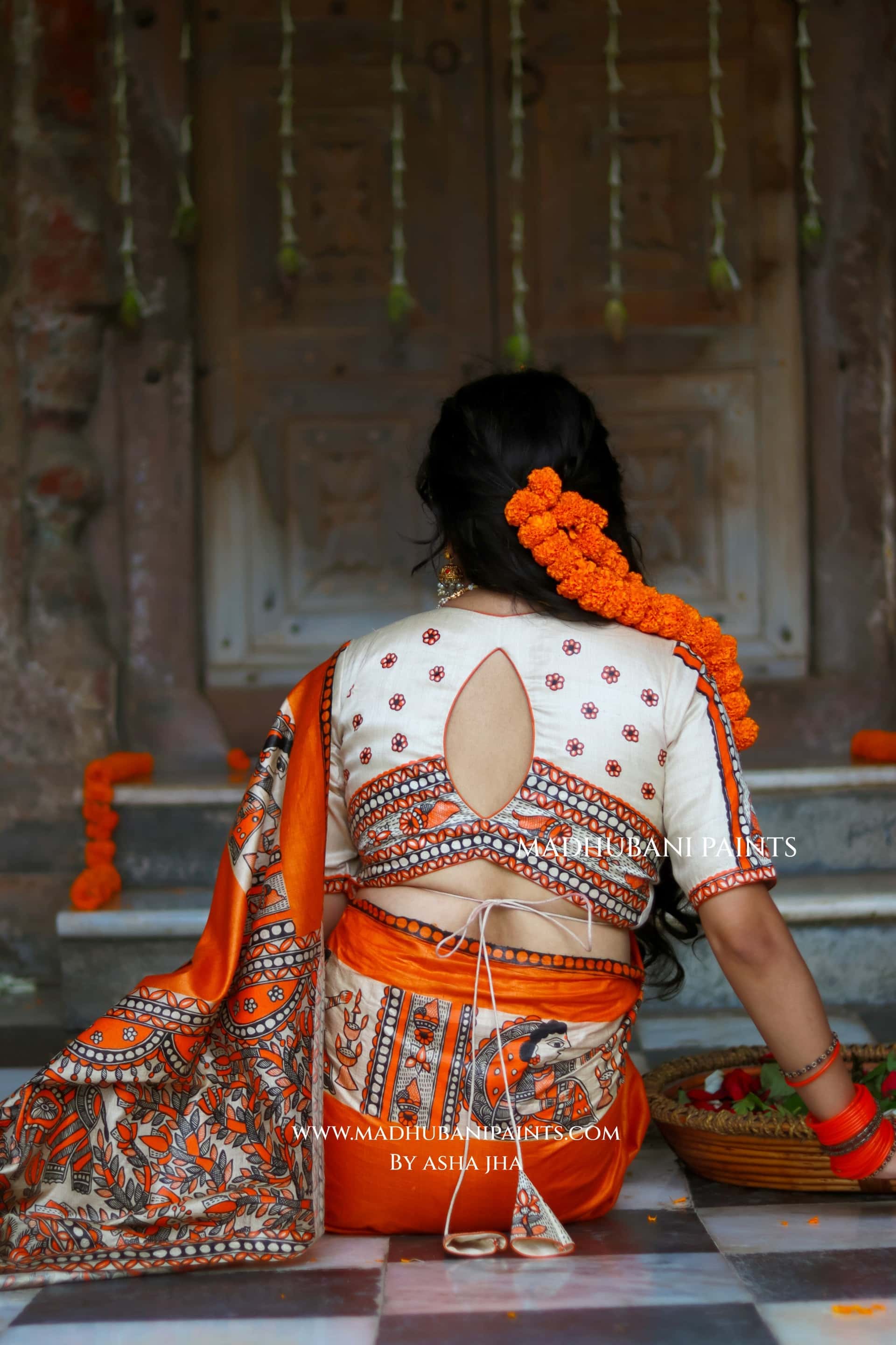 KESARIYA NAINTARA Handpainted Tussar Silk Madhubani Blouse