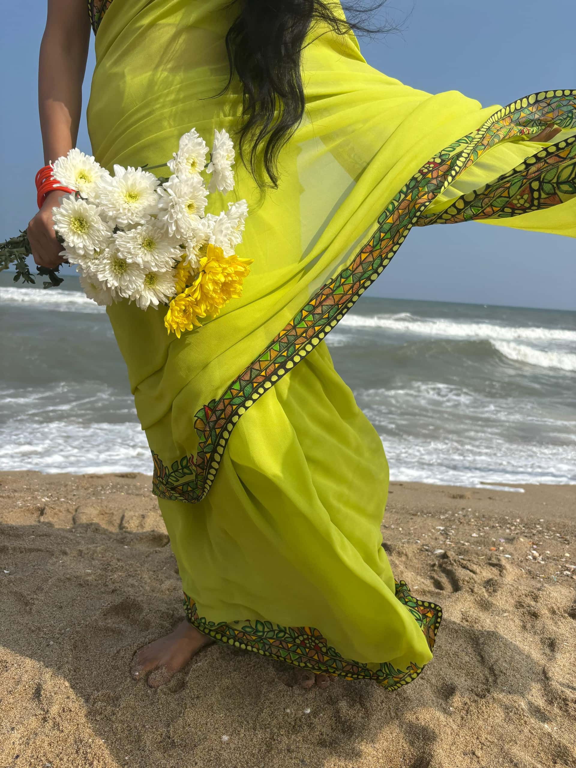 MRIDULA Handpainted Madhubani Georgette Saree