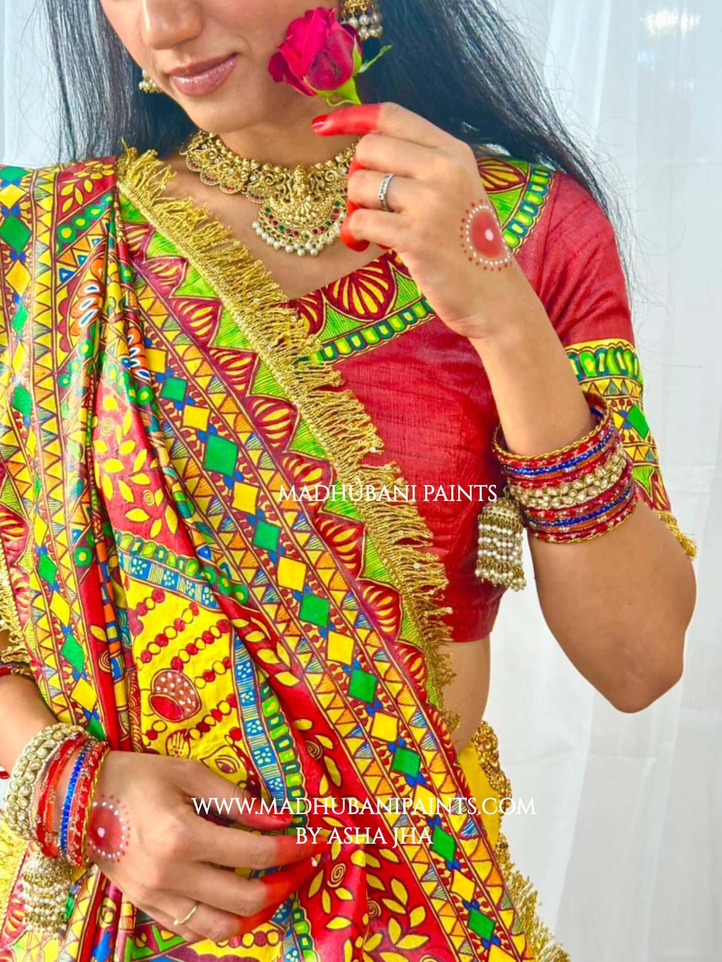 MITHILA VIVAH BRIDAL Hand-painted Madhubani Tussar Silk Saree