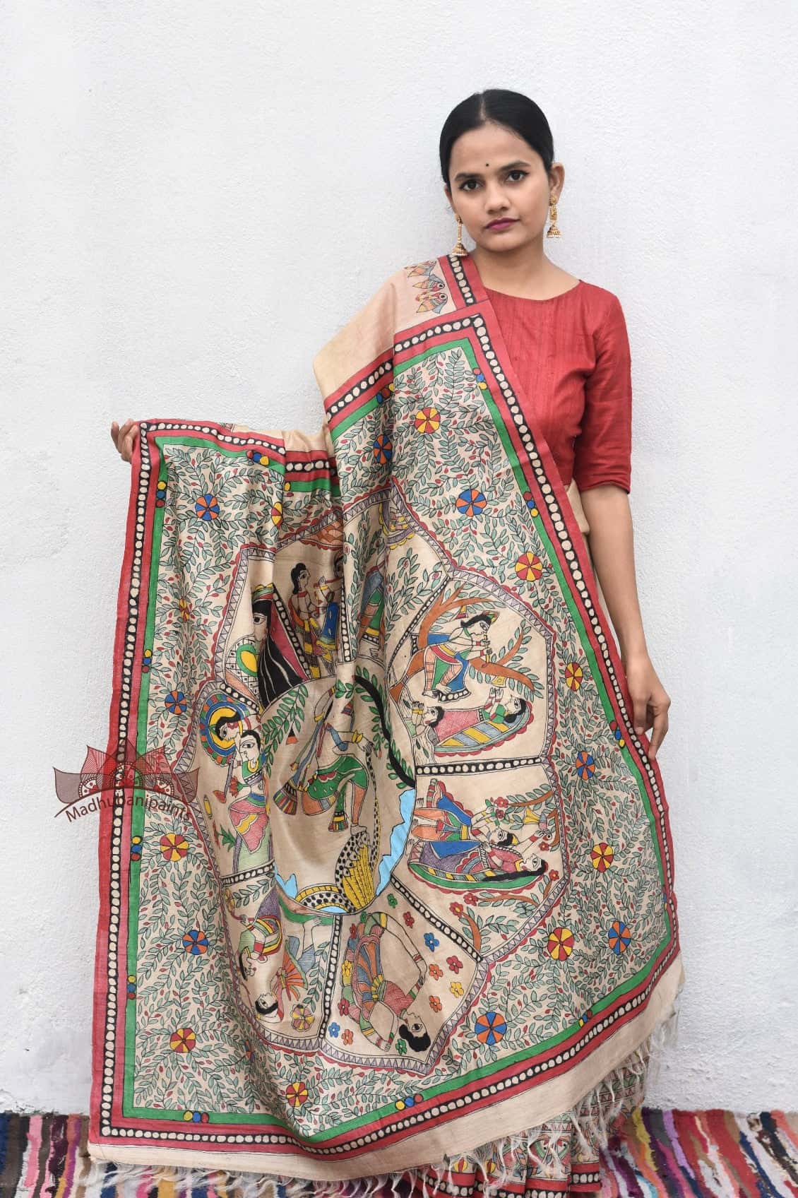 Gopala Krishna Hand Painted Saree