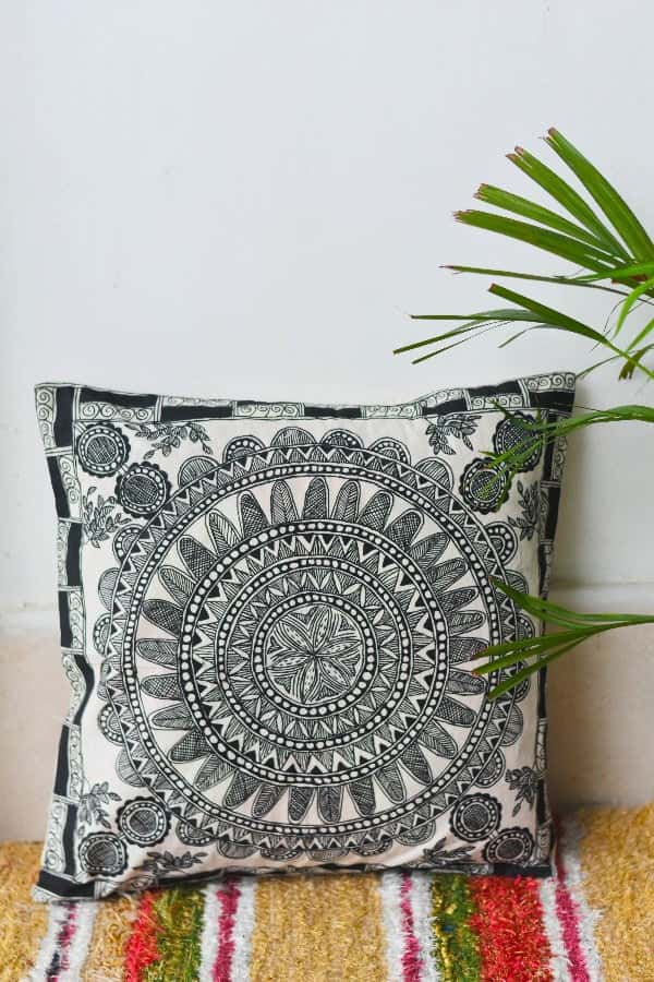 Madhubani Painting Abstract Nature Cushion