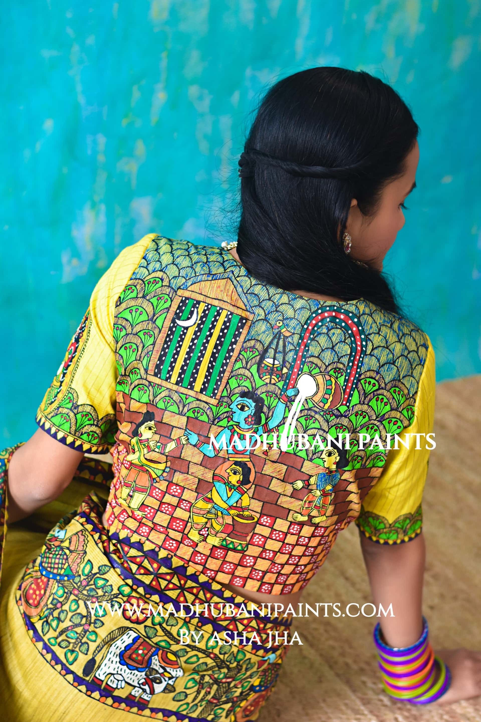 NANDLAAL KANHAIYA Handpainted Madhubani Chanderi Silk Blouse