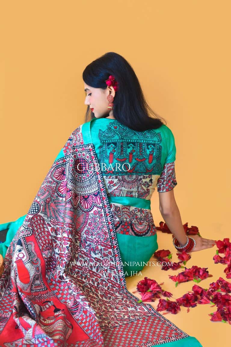 'SHYAMA' Handpainted Madhubani Tussar Silk Blouse