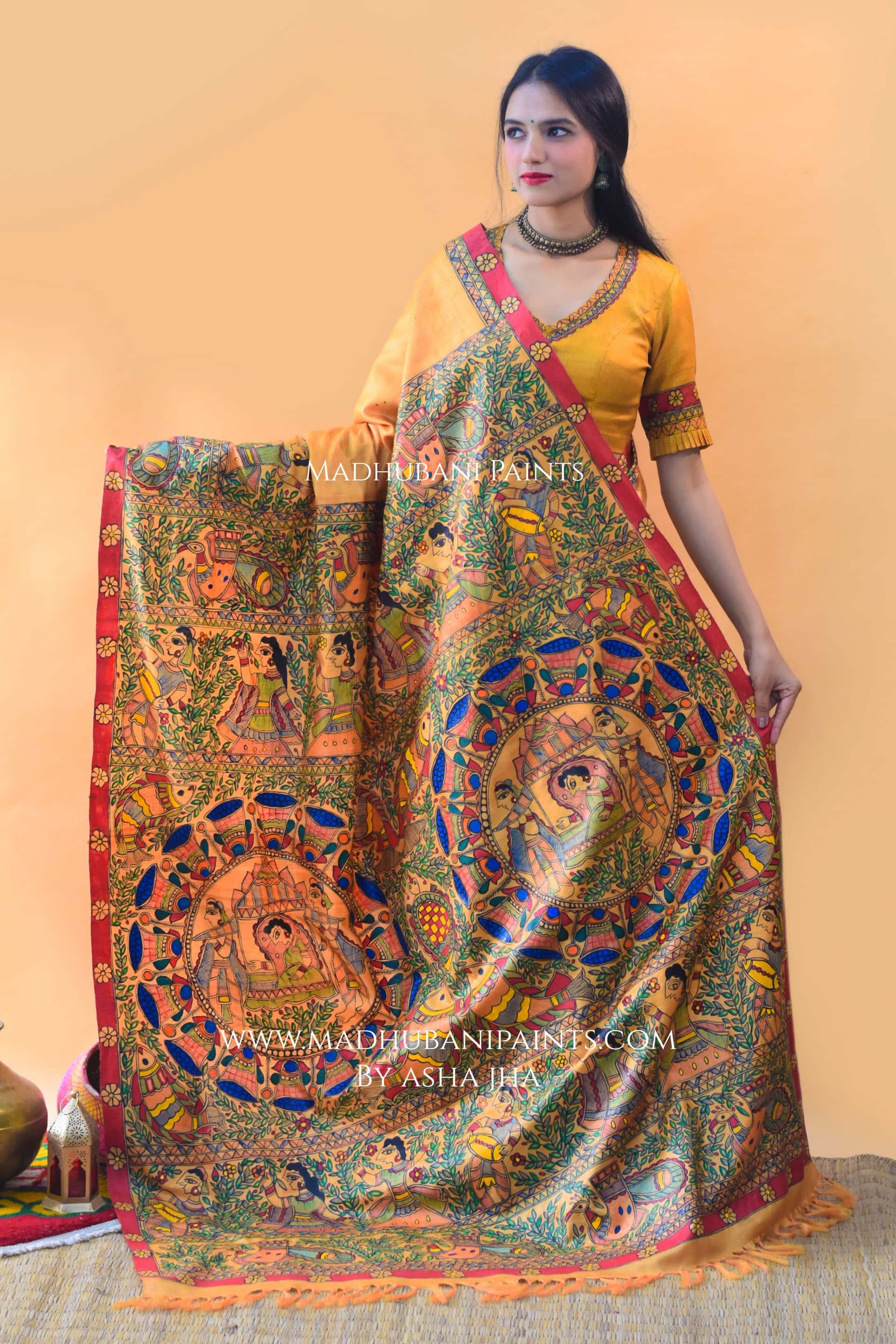SAUBHAGYA Hand-painted Tussar Silk Saree