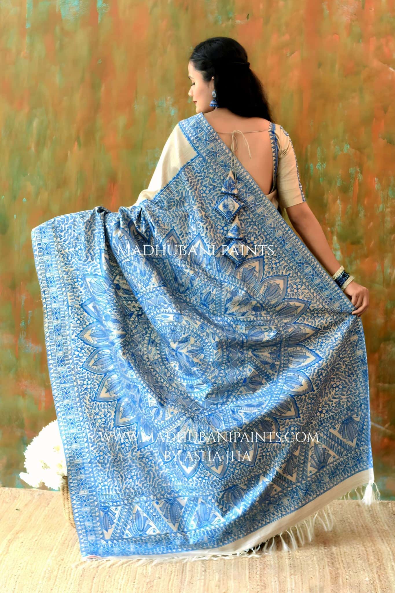 KAMAL LEELA Hand-painted Madhubani Tussar Silk Saree