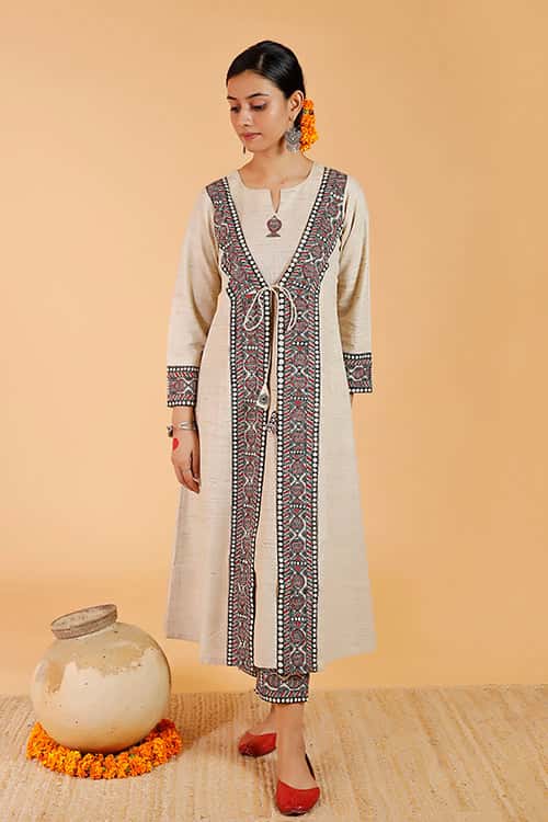 'Laal Surmai' Handpainted Madhubani Handloom Cotton Kurta