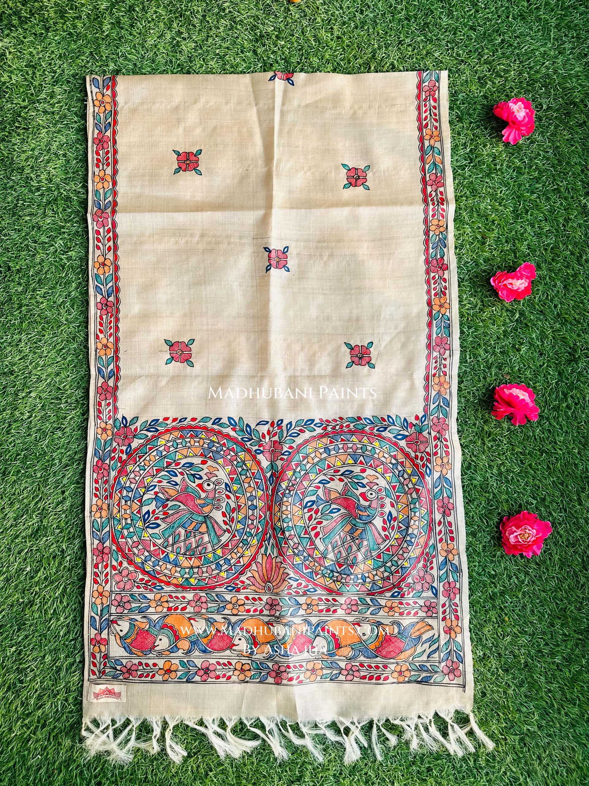 Surmai Mayur Mandala Tussar Silk Stole