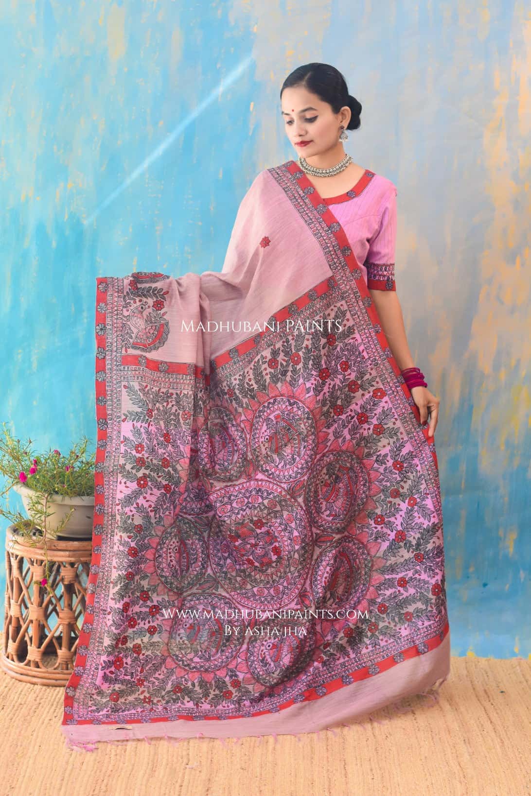 BASANT BAHAR Hand-painted Madhubani Chanderi Saree