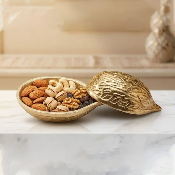 Aluminium Dry Fruit Bowl (Walnut Box), 4 inch, Vedikcraft Moradabad