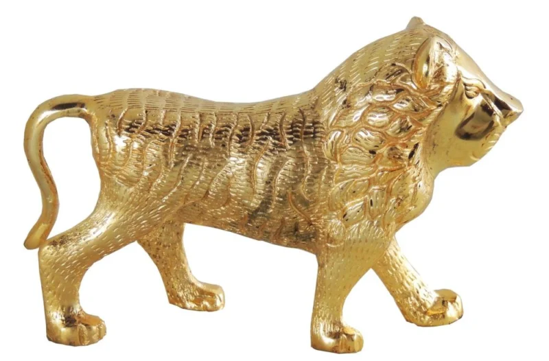 Aluminium Lion Showpiece, 5.6 inch, design AS214-G – for Table Décor