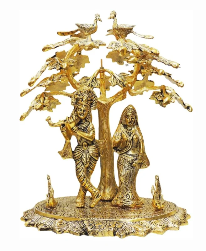 Radha Krishna Idol in Aluminium, Standing, 16 inch