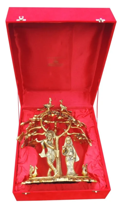 Radha Krishna Idol in Aluminium, Standing, 16 inch