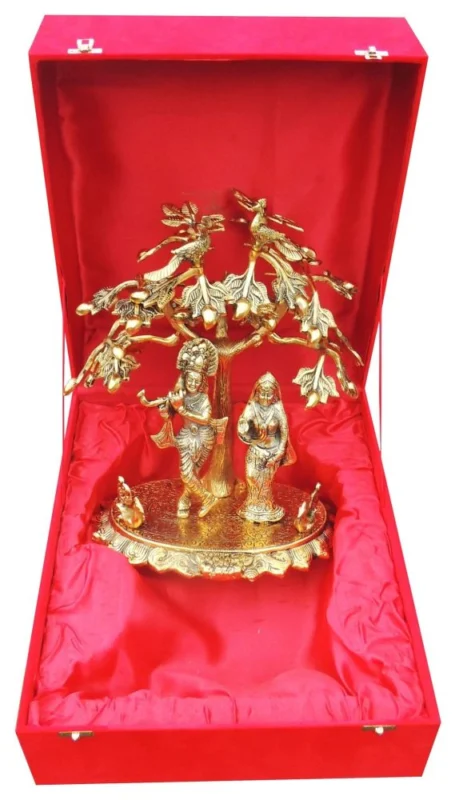 Radha Krishna Idol in Aluminium, Standing, 16 inch