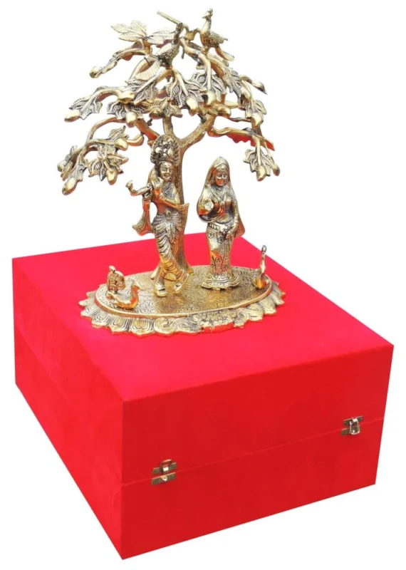 Radha Krishna Idol in Aluminium, Standing, 16 inch
