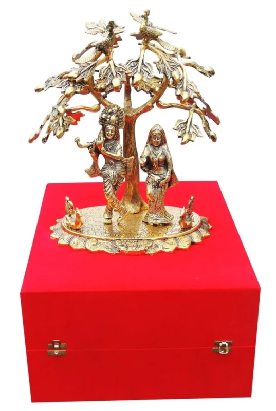 Radha Krishna Idol in Aluminium, Standing, 16 inch