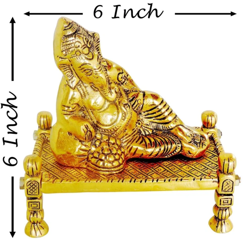 Ganesh Ji Idol in Aluminium (Bed), 6 inch – for Home Mandir