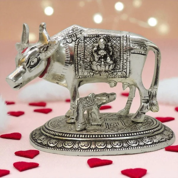 Aluminium Cow Showpiece, 4.2 inch, Vedikcraft Moradabad