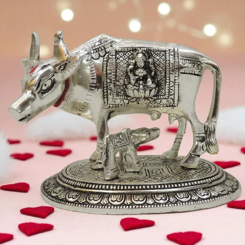 Aluminium Cow Showpiece, 4.2 inch – for Table Décor