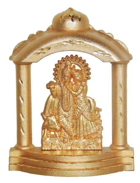 Krishna Ji with Cow Idol in Aluminium (Radha Krishan Darbar), 4.5 inch, Vedikcraft Moradabad