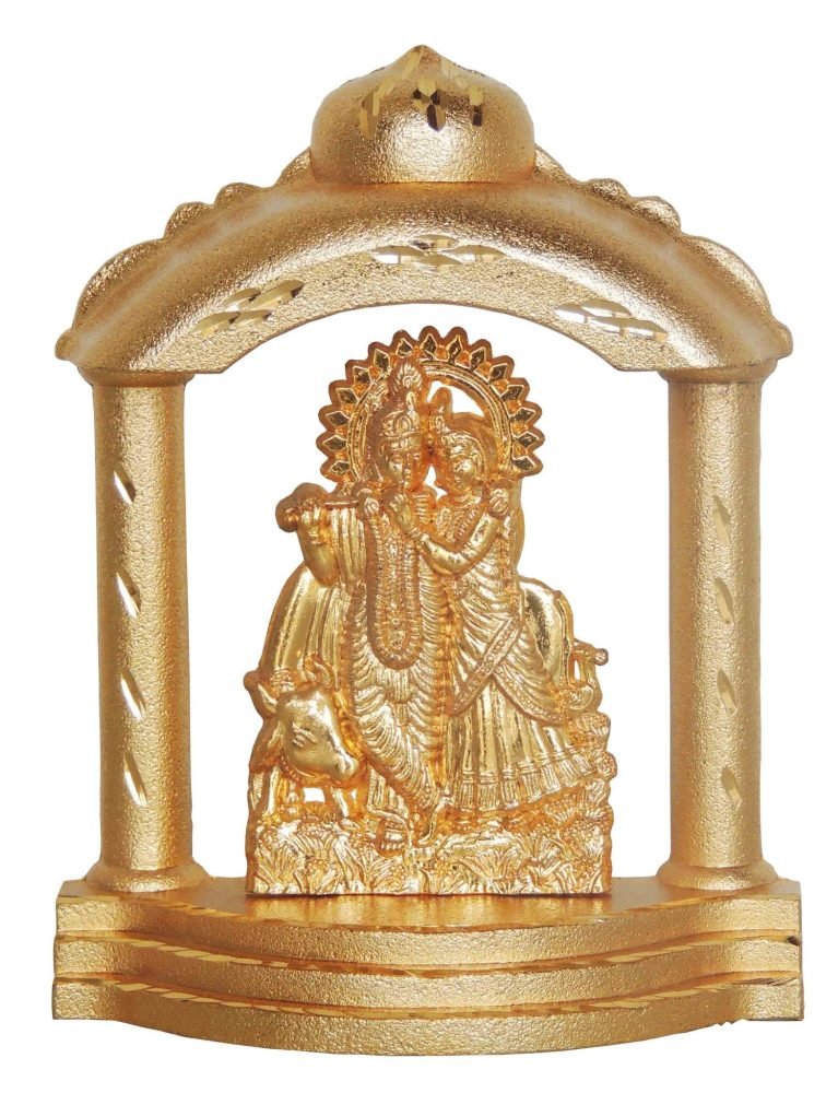 Krishna Ji with Cow Idol in Aluminium (Radha Krishan Darbar), 4.5 inch, Vedikcraft Moradabad