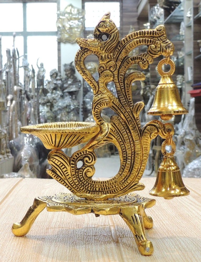 Aluminium Figure Oil Lamp (Deepak), 7 inch, Vedikcraft Moradabad