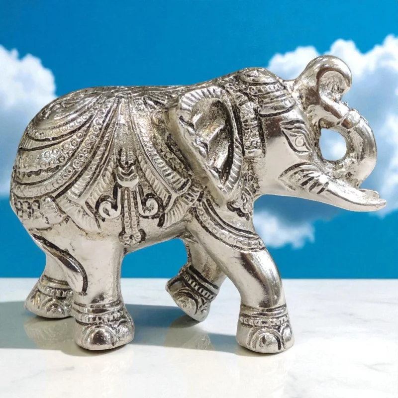 Aluminium Elephant Showpiece, 3.5 inch, 340 g – for Vastu and Décor