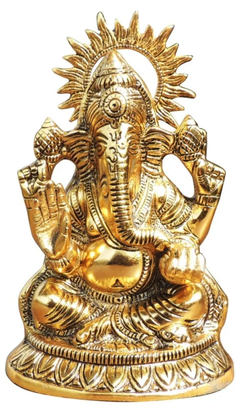 Ganesh Ji Idol in Aluminium, 8.5 inch, design AS474-G