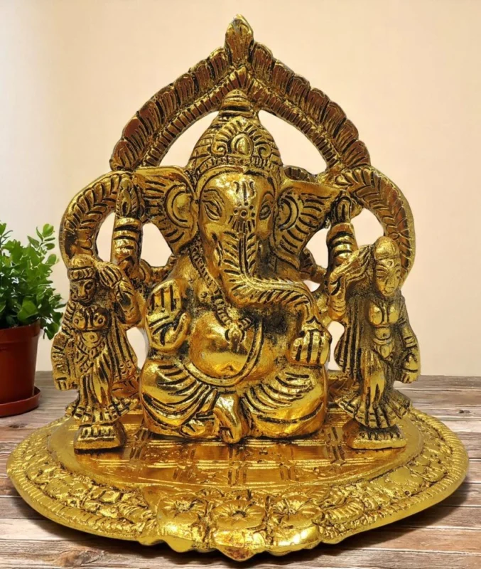 Ganesh Ji Idol in Aluminium, 5.7 inch