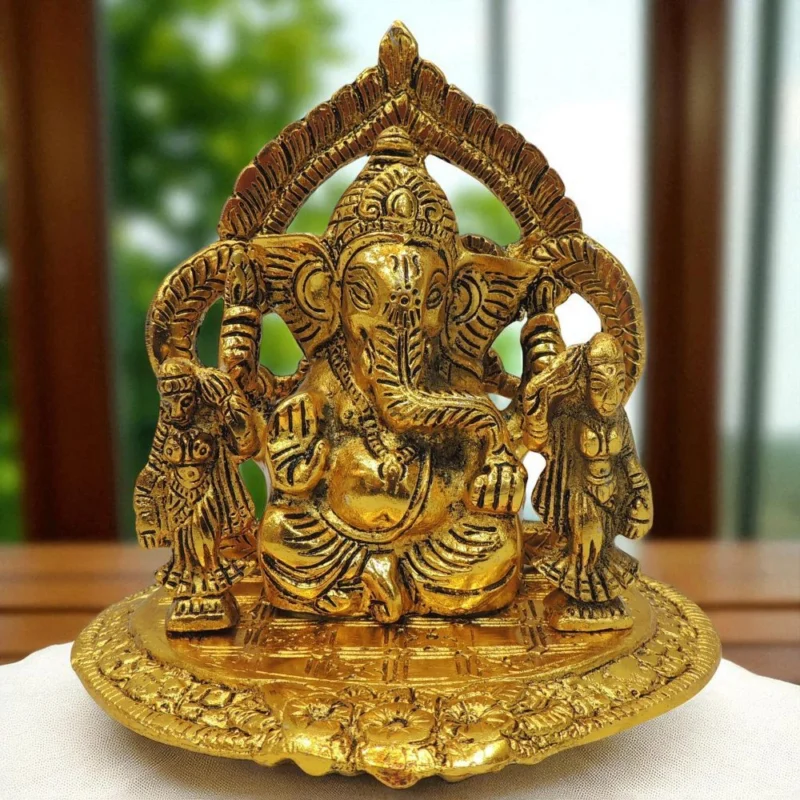 Ganesh Ji Idol in Aluminium, 5.7 inch – for Home Mandir